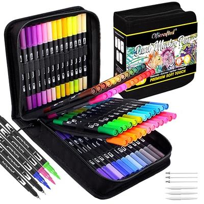 Hethrone 100 Colors Dual Brush Pens Colored Markers with 0.4mm Fine-Liner Tip and Highlighter Brush, Kid Adult Coloring Markers for Painting Lettering