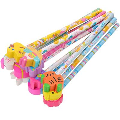 24Pcs Happy Birthday Pencils Fun Wooden Pencils with Top Erasers