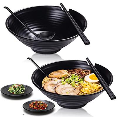 Ramen Cooker Bowl Set with Chopsticks Microwave Noodle Black