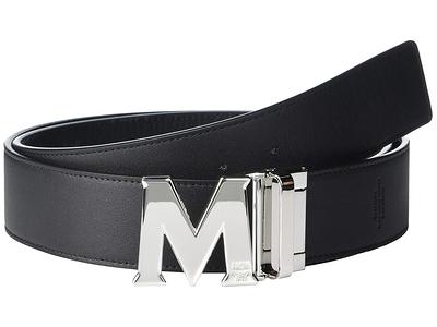 MCM Authentic Reversible Faux Leather Logo Buckle Belt Coganc Brown Black  NEW