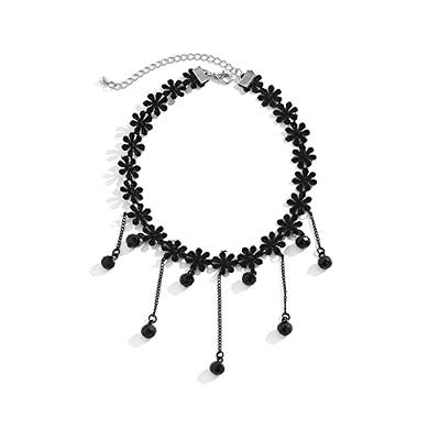 Tassel Crystal Black Lace Choker