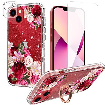 Cutebe [3 in 1 Crystal Phone Case for iPhone 13(2021)/iPhone 14(2022) 6.1,  Cute Protective Cover with 9H Temper Glass Screen Protector + HD Temper