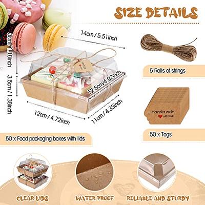 50pcs Cake Carrier Cheese Container Cake Slice Box Pie Carrier Clear  Container