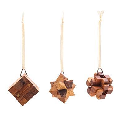 Christmas Challenge,'Three Thai Miniature Wood Puzzle Game Ornaments' -  Yahoo Shopping