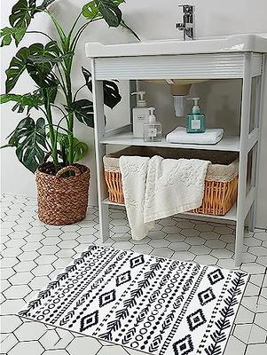 Lahome Boho Entryway Rug - 2x3 Small Throw Kitchen Rugs Washable Area Rugs  for Bedroom Non-Slip Low-Pile Kitchen Mats Black Oriental Indoor Doormat