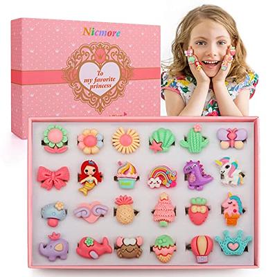 Nutty Toys Little Girl Jewel Rings, 24 Adjustable Kids' Dress Up Pretend  Play Jewelry Set, Best Birthday & Top Christmas Gifts Unique Stocking