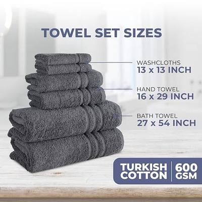 MARTHA STEWART 100% Cotton Bath Towels Set of 6 Piece, 2 Bath Towels, 2  Hand Towels, 2 Washcloths, Quick Dry Towels, Soft & Absorbent, Bathroom