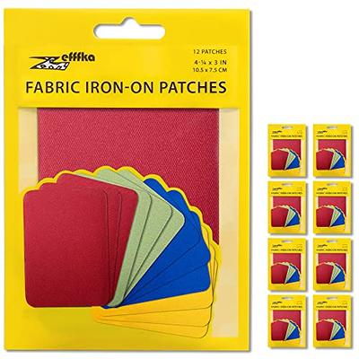 ZEFFFKA Premium Quality Denim Iron-on Jean Patches Inside & Outside  Strongest Glue 100% Cotton Assorted Shades of Blue Repair Decorating Kit 12  Pieces Size 3 by 4-1/4 (7.5 cm x 10.5 cm)