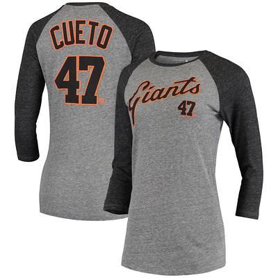 Women's 5th & Ocean by New Era Johnny Cueto Gray San Francisco Giants  Script Name Number Raglan Tri-Blend 3/4-Sleeve T-Shirt - Yahoo Shopping