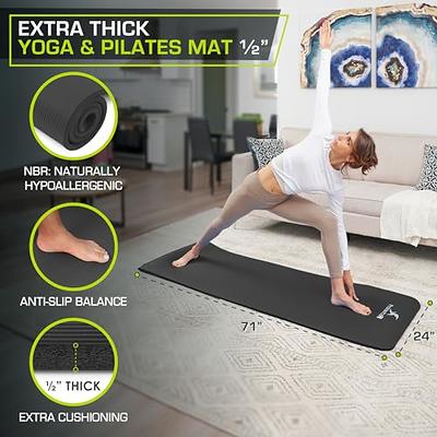 Thick Exercise Yoga Floor Mat Nbr 24 X 71 Inches Great for Camping Cardio  Workouts Pilates Gymnastics With Carrying Strap Included