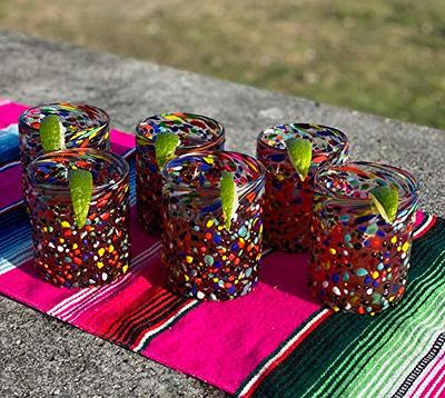 Set of 6 Handcrafted Speckled Martini Glasses Mexican Confetti Rock Design  12 Oz 