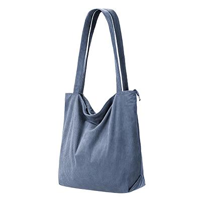 Women Corduroy Tote Bag with Pockets Compartments Large Capacity