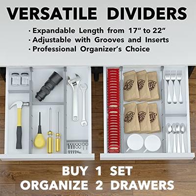 Deep Drawer Organizer by Rapturous 6 inch High Expandable Dresser Drawer Organizers, Adjustable Black Kitchen Drawer Organization Separators for