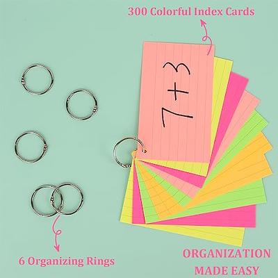 Index Card 3X5 Ruled Colored Neon Index Cards, Index Cards 3X5, Colored  Flash Cards, Assorted Color, 600 Cards 