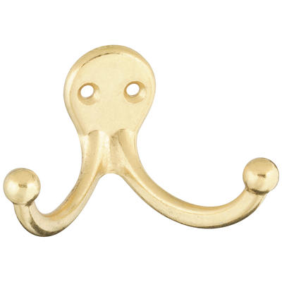 National Hardware Brass Gold Zinc Die-Cast Double Clothes Hook 35