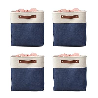 Ornavo Home 6-Pack Foldable Storage Box Bins Linen Fabric Shelf Basket Cube  with Leather Handles 6PK-BIN-LTHR-HDNL-13-BEIGE - The Home Depot