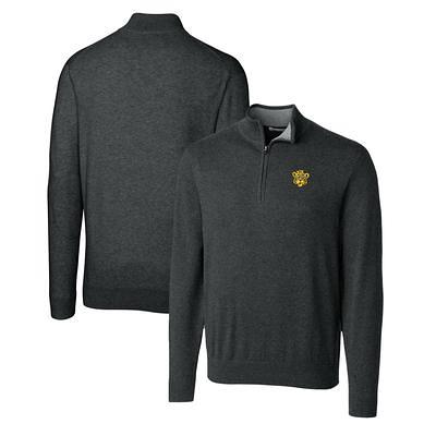 Men's Cutter & Buck Gray Detroit Lions Stealth Heathered Big Tall Throwback Logo Quarter-Zip Pullover Top