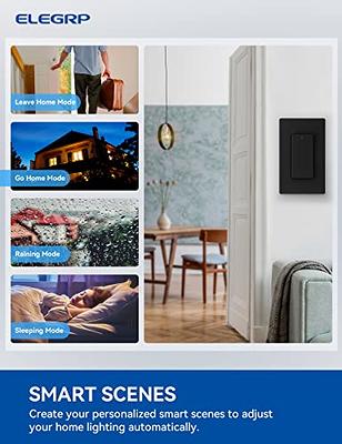 ELEGRP Smart Dimmer Light Switch DTR30, Single Pole or 3 Way, 2.4GHz Wi-Fi  Touch Dimmer Works with Alexa and Google Assistant, Needs Neutral Wire, No  Hub Required, UL and FCC Listed, Black