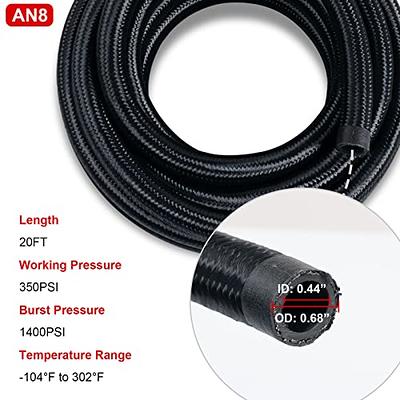 8AN Fuel Line Kit, 20FT Nylon Braided Fuel Line Hose CPE with 12PCS Swivel Fuel  Hose Fitting Adapter Kit, Black (AN8 Fitting + 20ft Hose) - Yahoo Shopping
