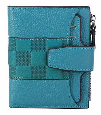 AINIMOER Women's RFID Blocking Leather Small Compact Bi-fold Zipper Pocket  Wallet Card Case Purse with id Window (Stitched Sky Blue) - Yahoo Shopping