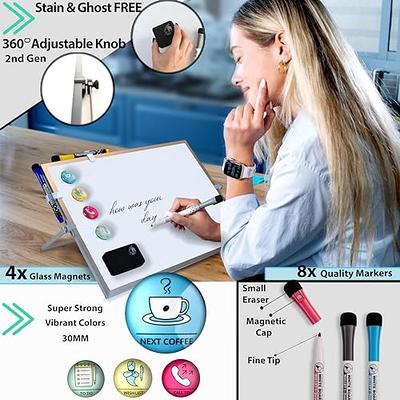  Dry Erase White Board - 12''x16'' Magnetic Large Desktop  Whiteboard with Stand, Portable Double-Sided White Board with 10 Markers, 4  Magnets, 1 Eraser, for Drawing/Memo/to Do List/Desk/School (Gold) : Office