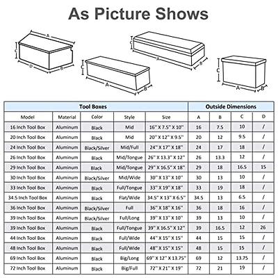 48Inch Aluminum Heavy Duty Pickup Storage Tool Box - Black