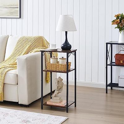 ChooChoo Farmhouse End Table, Rustic Vintage Narrow End Side Table with  Storage Shelf for Small Spaces, Nightstand Sofa Table for Living Room,  Bedroom