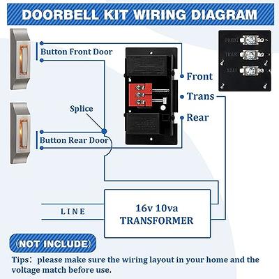 Saillong 2 Pcs Lighted Doorbell Button, Wired Door Bell Push Buttons LED  Door Chime, Wall Mounted Door Opener Switch (Black, Warm Light)