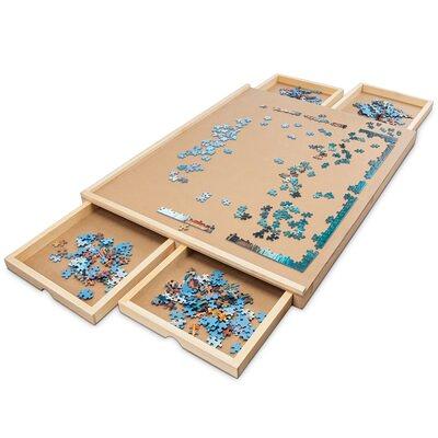 Jumbl 1000-Piece Puzzle Board Rack w/Cover | 23” x 31” Jigsaw Puzzle Table  w/Legs 6 Removable Storage Sorting Drawers | Smooth Plateau Fiberboard Work
