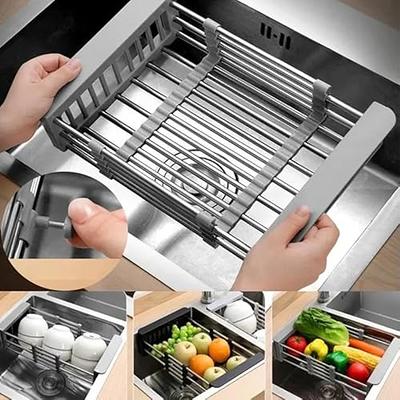 IRIS 2 Tier Stainless Steel Dish Drying Rack with Plastic Drain Black