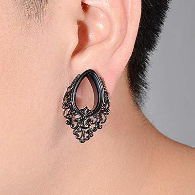 COOEAR 1 Pair Surgical Steel Ear Gauges Double Flared Tear Drop