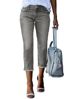 Sidefeel Women's Capri Jeans Stretchy Straight Leg Denim Pants Gray Size 6  - Yahoo Shopping