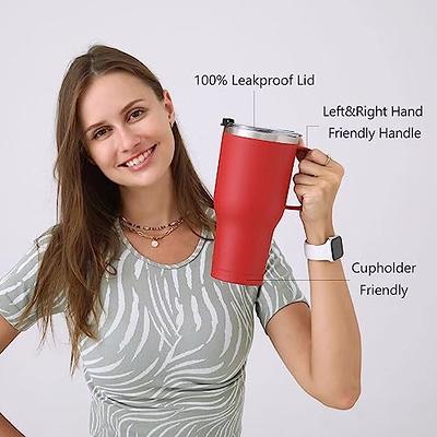 LiqCool 30 Oz Tumbler with Handle,Vacuum Insulated Coffee Mug with Lid  Straw, Stainless Steel Travel Coffee Mug, Reusable Leakproof Cup, Keep Cold