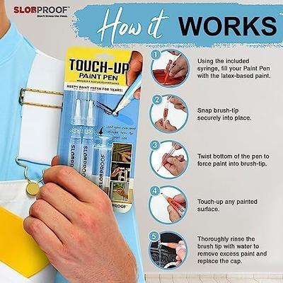 Slobproof Refillable Touch-Up Paint Pen and Replacement Brush Tips Bundle,  Precision Small Paint Brushes for Touch-Ups on Walls, Wood, and More