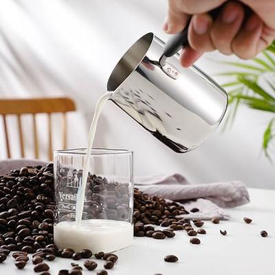 350ml Milk Warmer Pot, Coffee Pot, Stainless Steel Stovetop Melting, Silver