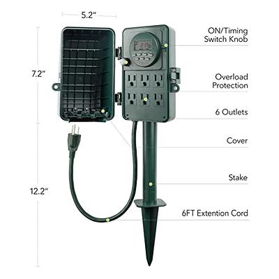 BN-LINK outdoor 24-hour timer with photocell light sensor, water