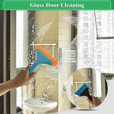 Blue 2pcs Small Bathroom Shower Mirror Squeegee, Kitchen Counter