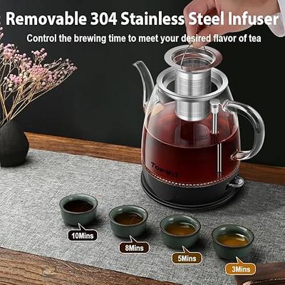 Electric Glass Tea Kettle with Infuser, 1.7L Fast Boiling, Stainless Steel,  Temperature Control Tea Maker, BPA Free - Easy Lid Removal & Keep Warm