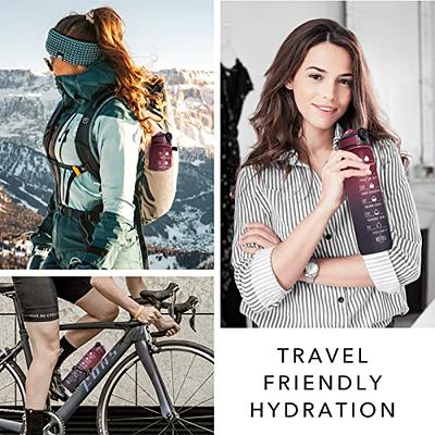 ELYPHINE 32/24 oz Water Bottles with Removable Straw & Time Marker, Motivational Sports Bottles with BPA Free Tritan Material, Leakproof Water Jug