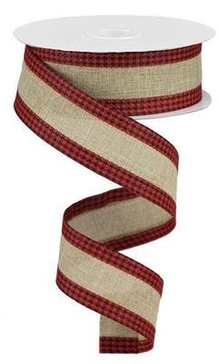 10 Yards - 2.5 Wired Red and White Gingham Check Ribbon