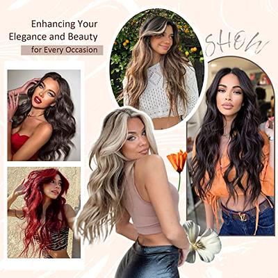 KooKaStyle Clip in Long Wavy Synthetic Hair Extension 20 Inch 4PCS Balayage  Dark Brown to Chestnut Hairpieces Fiber Thick Double Weft Hair Extension  for Women 20 Inch Balayage Dark Brown to Chestnut
