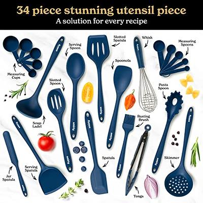 Cibeat Kitchen Silicone Utensil Set, 13 Pcs Silicone Handle Heat Resistant  Cooking Utensils BPA Free, Non-Stick Cookware with Holder, Black 