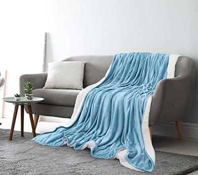 Utopia Bedding Sherpa Blanket Twin Size [Washed Blue, 90x66 Inches