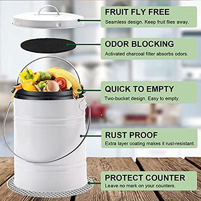 Odor-Free Compost Keeper Ceramic Crock with Filter 1 Gallon