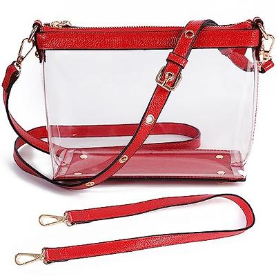 KKXIU Clear Crossbody Bag for Women Stadium Approved Vegan Leather Concert Shoulder Sports See-Through Purse