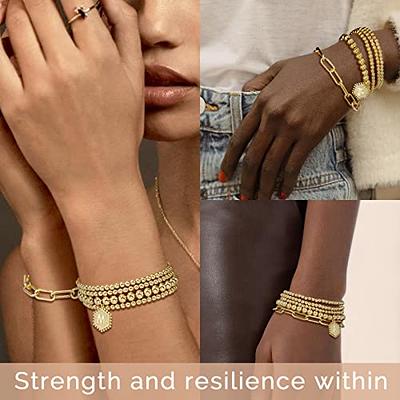 shownee Gold Beaded Bracelet for Women - 14K Real Gold Plated Bead Bracelet  Stretchable Elastic Chain Ball Bracelet Kit Jewelry Gifts for Girls with  Letter Pendant - Yahoo Shopping