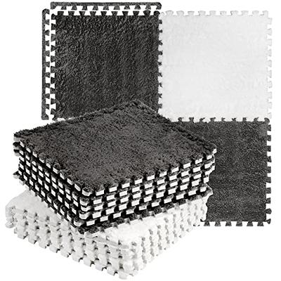 Plush Puzzle Foam Floor Mat- Square Interlocking Fluffy Tiles