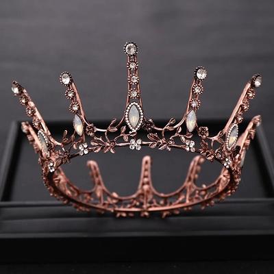 Vintage Wedding Bridal Queen Red Crystal Pearl Crown Tiara Headband Jewelry Gift 
