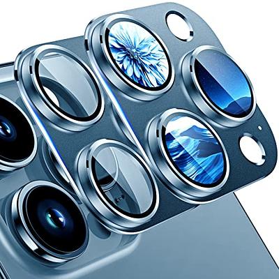 Pack of 3] RHINOSHIELD Camera Lens Protector Compatible with [iPhone 13 Pro/ 13 Pro Max]  Impact Protection-High Clarity and Scratch / Fingerprint  Resistant 9H Tempered Glass with Aluminum Trim-Blue 