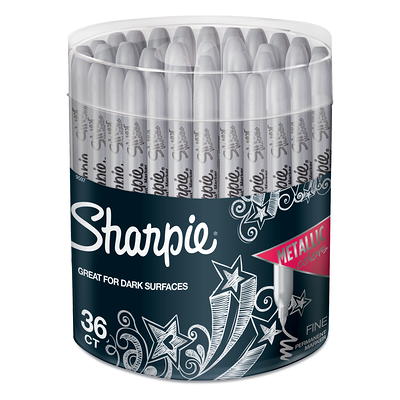 Sharpie Metallic Permanent Markers, Fine Point, Silver, 12 Count 